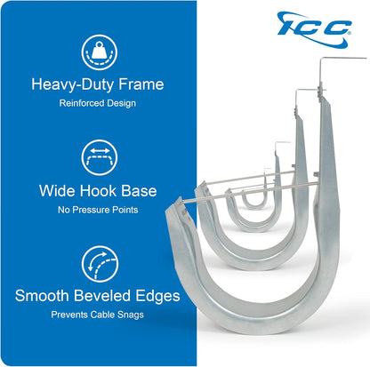 ICC Ceiling Mount J Hook 3/4” Without Retainer Clip - Galvanized Steel Cable Management Hooks for Hanging Cable - Rust-Resistant, EIA and TIA Compliant - 3/4 Inch 25 Pack