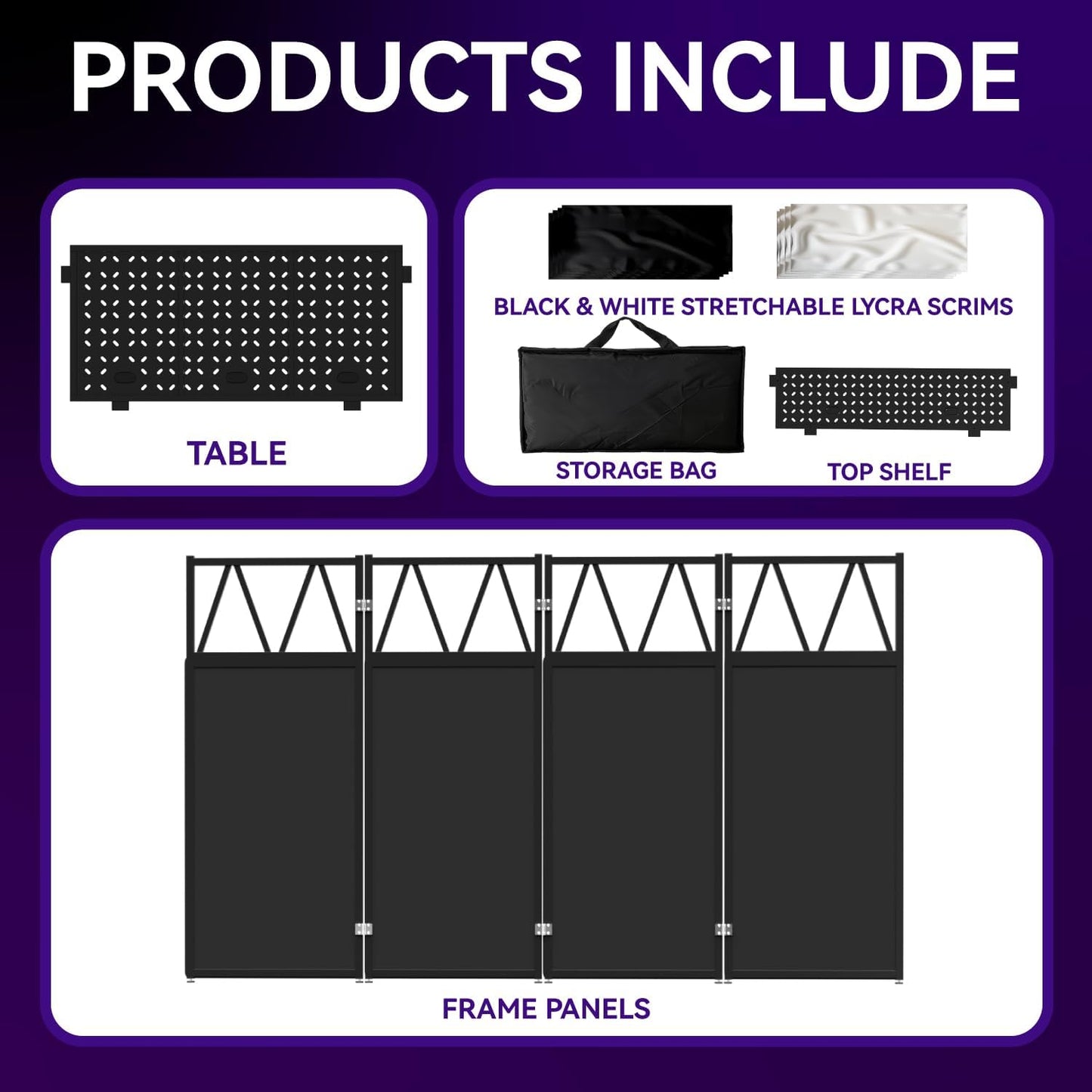 Portable DJ Booth T able,Foldable DJ Table Stand Portable with White & Black Scrim,Adjustable DJ Facade Booth Station Metal Frame D J Table with Cable Hole for Private Events, Clubs, Bars (50*25 XL)