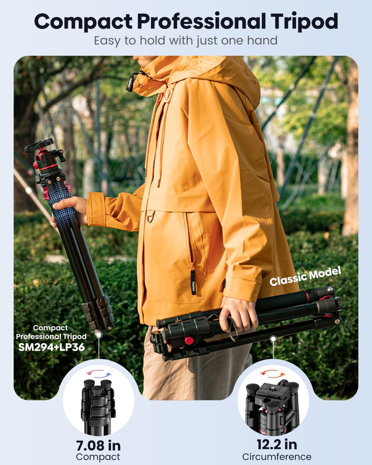 CAMBOFOTO 68" Lightweight Travel Camera Tripod with Ball Head, Compact Aluminum Tripod for DSLR/SLR, Compatible with Canon, Nikon, Binoculars, Telescope (Supports 8.8 lbs, Weighs 2.62 lbs)