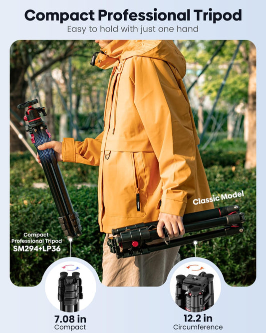 CAMBOFOTO 68" Lightweight Travel Camera Tripod with Ball Head, Compact Aluminum Tripod for DSLR/SLR, Compatible with Canon, Nikon, Binoculars, Telescope (Supports 8.8 lbs, Weighs 2.62 lbs)