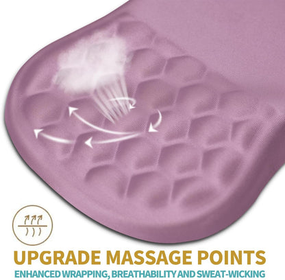 Hokafenle Ergonomic Mouse Pad Wrist Support with Massage Design, Wrist Rest Pain Relief Mousepad with Memory Foam&Non-Slip PU Base, Mouse Pads for Wireless Mouse & Desk (12x8 inch,Dark Pink)