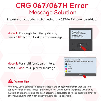 LEMERO 067H Toner Compatible for Canon 067H Toner Cartridges Set Work for Canon MF656Cdw Toner for Canon 067 MF654Cdw MF653Cdw LBP632Cdw Printer, Black Cyan Yellow Magenta 4-Pack of 067h Toner