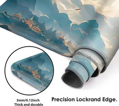 Galdas Gaming Mouse Pad XXL XL Large Long Extended Big Mousepad Non-Slip Rubber Keyboard Mouse Pad with Stitched Edges for Laptop Home Office (31.5x11.8x0.08 Inch) -Clouds