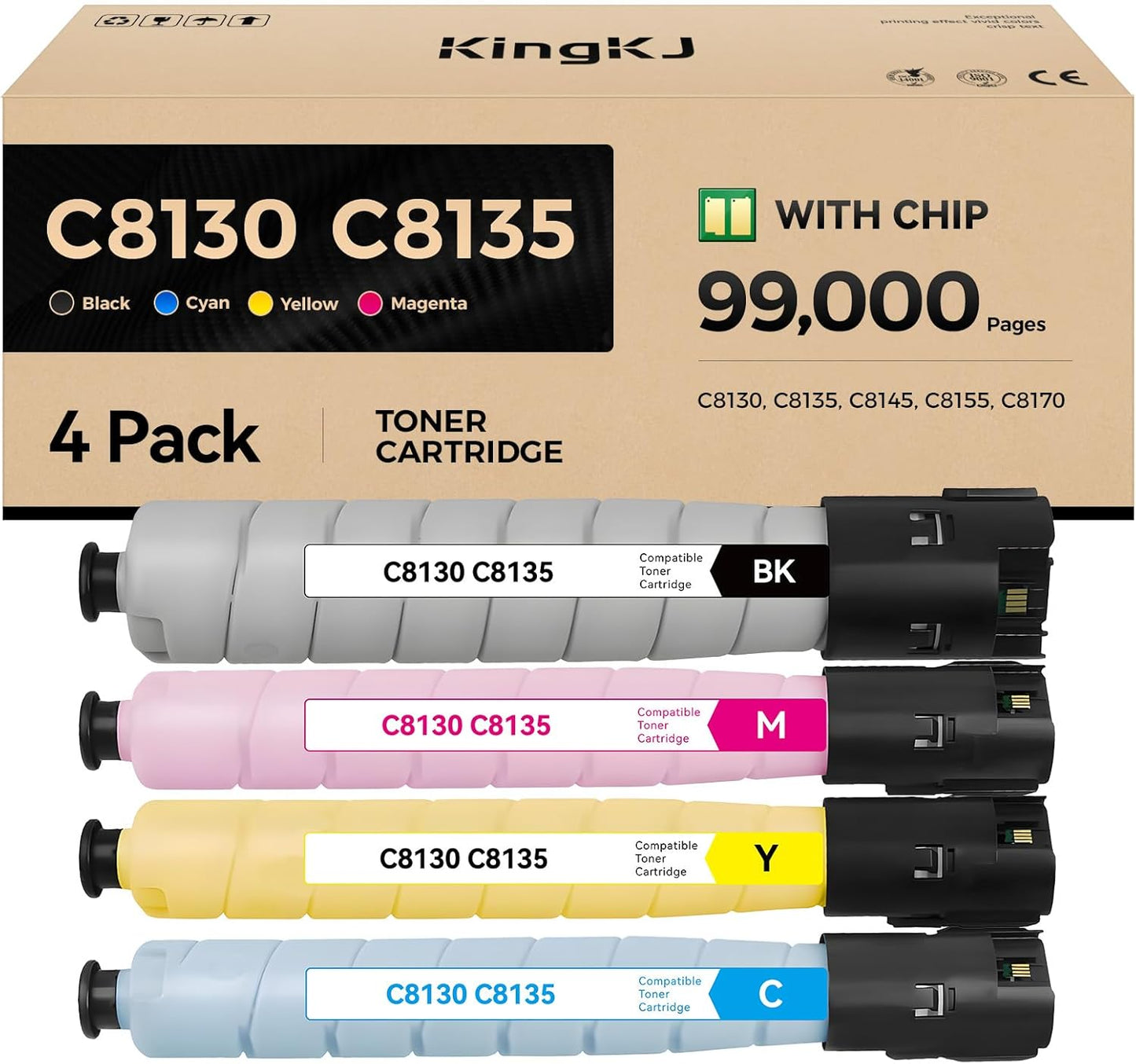 Compatible with Xerox AltaLink C8130 C8135 C8145 C8155 C8170 Toner Cartridge Set 4-Pack High Capacity Replacement for Xerox 006R01746 006R01747 006R01748 006R01749 Printer Black Cyan Magenta Yellow