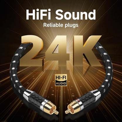 TODN RCA Cables Audiophile Male to Male Stereo Shielded HiFi OFC Car Audio RCA Cable for Sub, Amp, Phono (3ft/1m, 1 Pair)