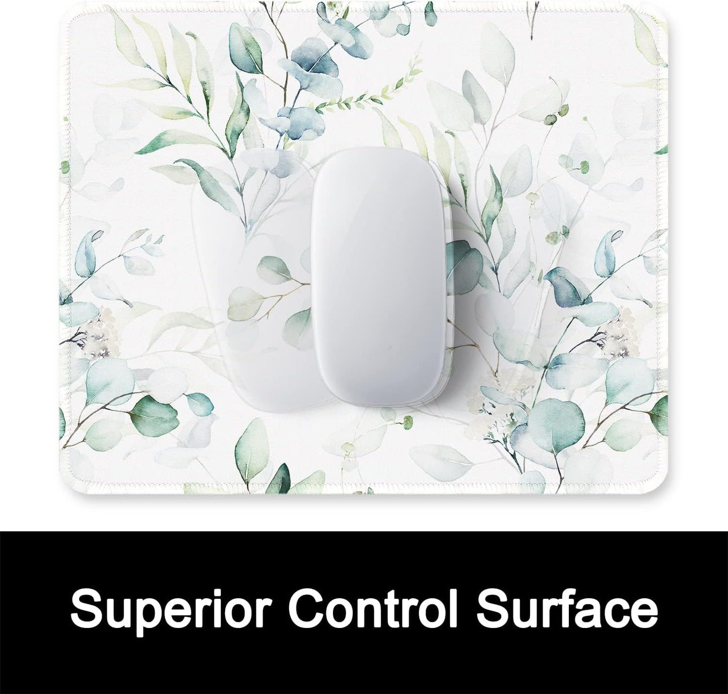 ITNRSIIET Mouse Pad with Stitched Edge Premium Textured Smooth Precise Operation Waterproof Washable Non-Slip Rubber Base Desktop Protection Mat, 10.2×8.3×0.12 inches, Leaves and Branches