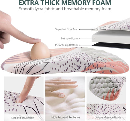 Mouse Pad Wrist Support, 2 in1 Keyboard Wrist Rest+ Ergonomic Mouse Pad, Non-Slip Wrist Rest for Computer Keyboard, Made Easy Typing & Relieve Wrist Pain（Leaf