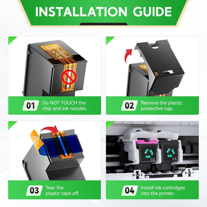 67XL Ink Cartridges Black Tri-Color Combo Pack Replacement for HP Ink 67 67XL Compatible with DeskJet 2855e 2755e 2700 2700e 2800e 4155e 4255e 2734e 4100 2827e 4100e Envy 6055e 6000 6400 6455e Printer