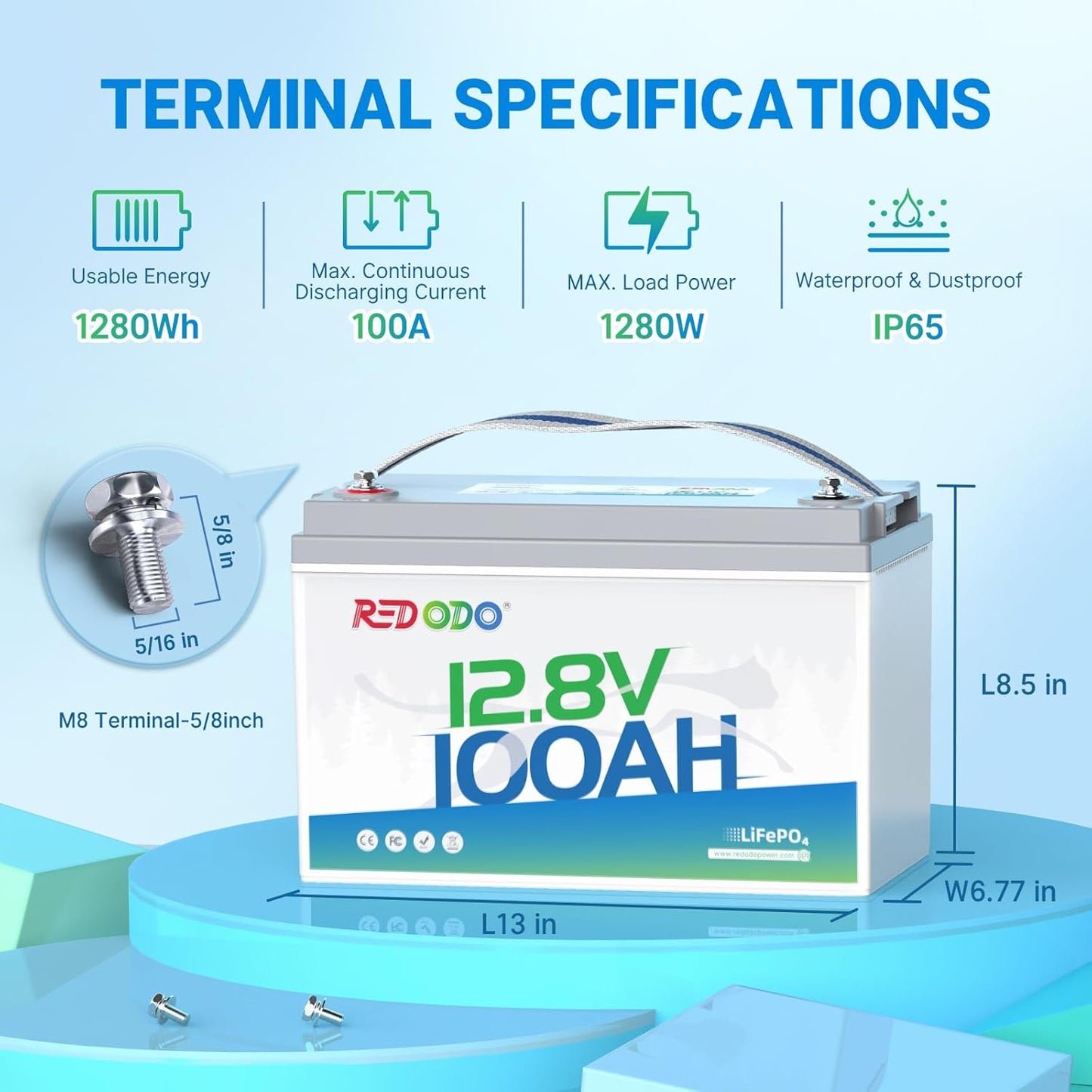 Redodo 3 Pack 12V 100Ah Lithium LiFePO4 Battery, Group 31 Battery Built in 100A BMS, Up to 15000 Cycles, 10 Years Lifetime, Perfect for RV, Off Grid, Solar, Marine, Trolling Motor