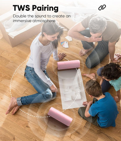 Bluetooth Speaker with HD Sound, Portable Wireless, IPX5 Waterproof, Up to 20H Playtime, TWS Pairing, BT5.3, for Home/Party/Outdoor/Beach, Stocking Stuffers, White Elephant Gifts for Adults (Pink)