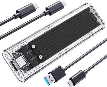 ORICO M.2 NVMe SSD Enclosure, USB 3.2 Gen 2 (10 Gbps), Transparent External Solid State Drive Adapter Enclosure for 2280 2260 2242 2230 PCI-E M2 M-Key SSD, USB Type C Converter Case-TCM2 Black