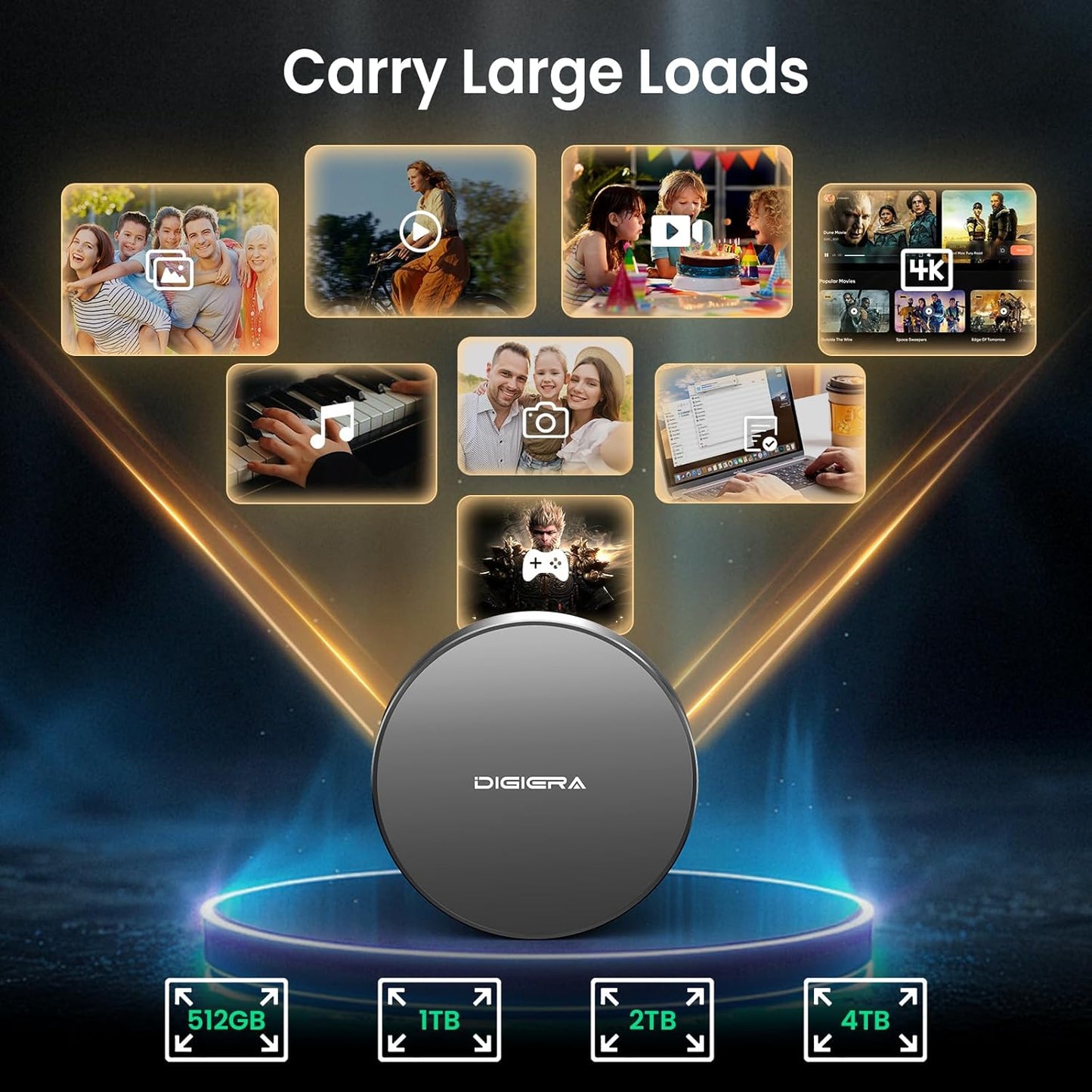 512GB Magnetic Portable SSD, External Solid State Drives with USB-C 3.2 Gen 2x2, Speed Up to 2000MB/s, Compact & Durable, Compatible with iPhone 15/16 Series and Other USB-C Devices, Grey