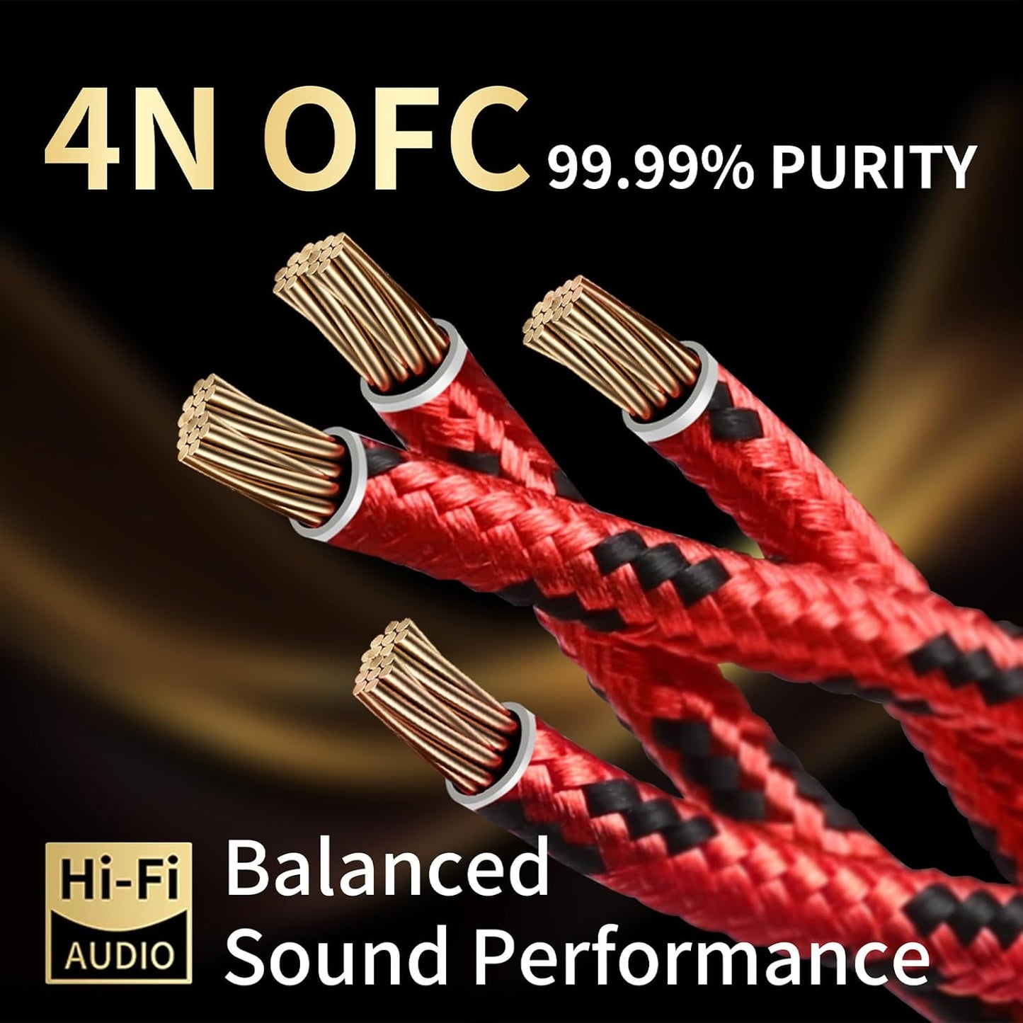 9 AWG Audiophile HiFi Speaker Audio Cable–4N OFC Core,24K Gold-Plated Banana Plugs with Nylon Braid,Compatible with Amplifier,Speakers,AV Receiver & Home Theater(8.20ft/2.5m) 2-Pack