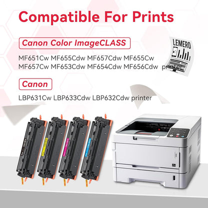 LEMERO 067 Toner Cartridges Compatible for Canon 067 067H Toner Cartridges Set Work for Canon MF656Cdw MF654Cdw MF653Cdw LBP632Cdw MF652Cdw LBP633Cdw Printer (BCMY-4 Pack of 067 067H Toner)