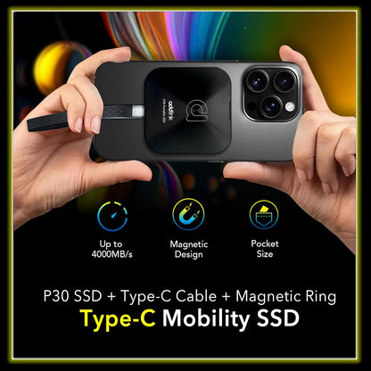 Addlink P30 1TB Magnetic Portable SSD, USB4 4000MB/s Compatible with Thunderbolt 4, ProRes 4K 120fps, PS5/PS4, MagSafe, Aluminum, for iPhone, PC, Mac, Android