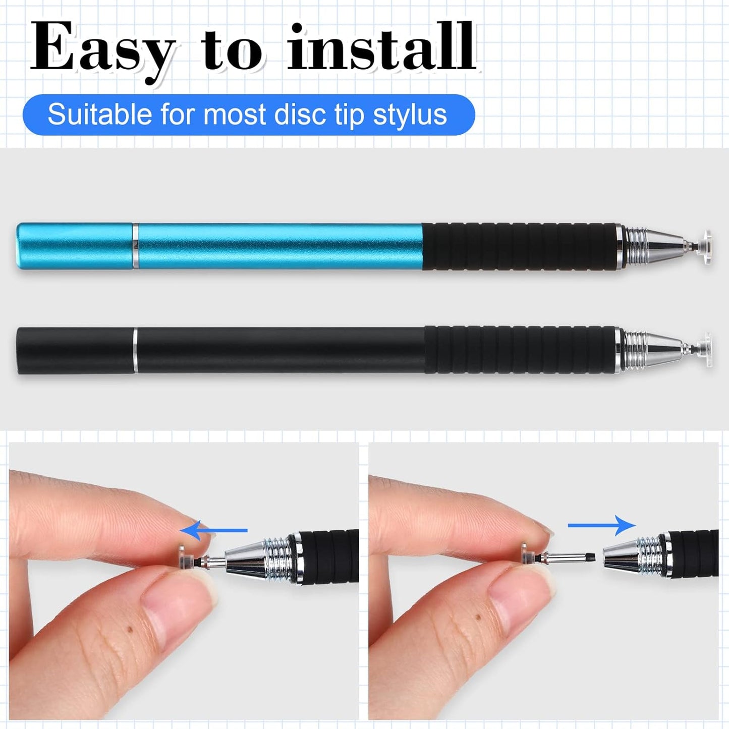 Yexiya 36 Pieces Stylus Pen Tips Replacement Tips Only High Precision Replaceable Stylus Pen Disc Tops Universal Round Shape Penpoint for Touch Screen Devices Daily Using Supplies