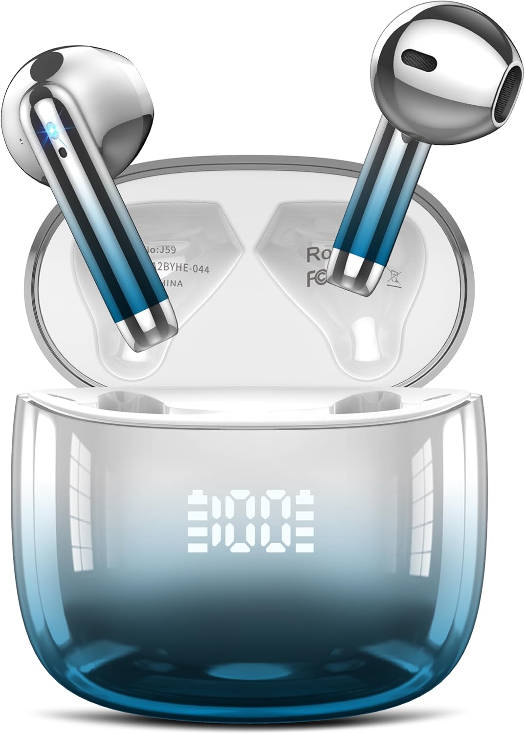 Wireless Earbuds, Bluetooth Headphones 48H Playtime Ear Buds with LED Power Display, IPX7 Waterproof Bluetooth 5.4 Earphones in-Ear Earbuds with 4 Mic for Android iOS Cell Phone Laptop, Blue