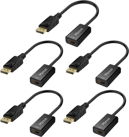 4K DisplayPort (DP) to HDMI Adapter, 5 Pack, Uni-Directional Gold-Plated Display Port Computer to HDMI Screen Converter (Male to Female) Compatible with HP, Dell, Lenovo & More, Passive - Black