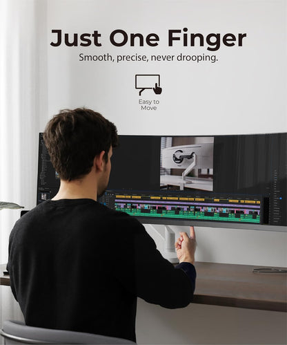 Heavy Duty Monitor Arm Desk Mount for 34 to 49 inch Ultrawide Curved Flat Monitors, Supports 14 to 38 lbs, Smooth Gas Spring Movement, VESA 75x75/100x100, Black, Classic