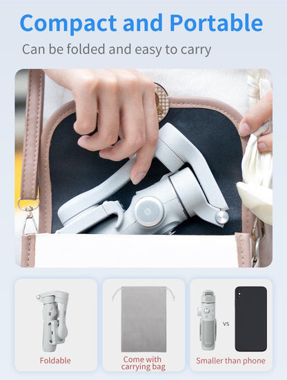 FeiyuTech VB 4SE Gimbal Stabilizer for Smartphone,Foldable Phone Gimbal for Video Recording,Gesture Control,Fit iPhone&Android, iPhone Stabilizer for YouTube,TikTok,Vlog,Live Stream,Max 0.69lb
