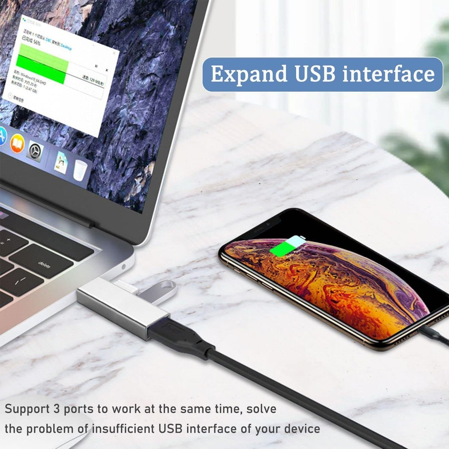 USB 3.0 Hub, VIENON Aluminium 3-Port USB Hub USB Splitter USB Expander for Laptop, Xbox, Flash Drive, HDD, Console, Printer, Camera,Keyborad, Mouse