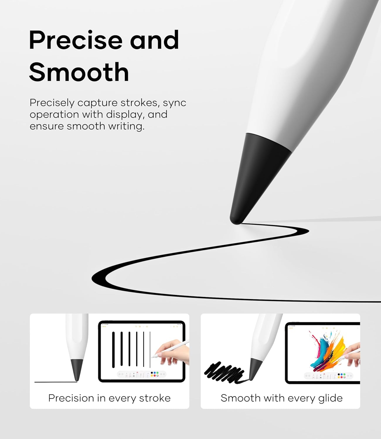 Replacement Pencil Tips for Apple Pencil Pro, Pen Tips for Apple Pencil 2nd Gen/1st Gen/USB-C, Wear-Resisting Pencil Nibs with Storage Box, Pen Nibs Set (6 Pack, Black/White/Purple/Pink)