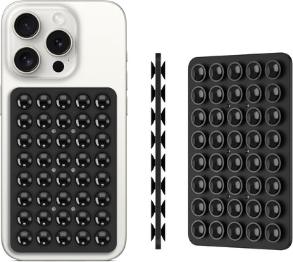 2PACK Silicone Double Sided Suction Phone Case Mount, Detachable Hands Free & Strong Grip Holder for Selfies & Videos, Compatible iPhone Android (Black, 2Pack 40 Suction Cups)