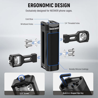 NEEWER Smartphone Video Rig with Neck Strap/Dual Handle/Lavalier Mic Clip Slot Compatible with SmallRig Video Recording Phone Cage Stabilizer for iPhone 16 15 Pro Max Galaxy S23 Pixel 8 Pro, PA009S