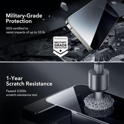 ESR 3+1 Pack for iPhone 15 Pro Max Privacy Screen Protector Set, Anti-spy Tempered-Glass Privacy Screen Protector, Micro-curved Edges, Case Friendly, 3-Pack with 1 Set of Camera Lens Protector