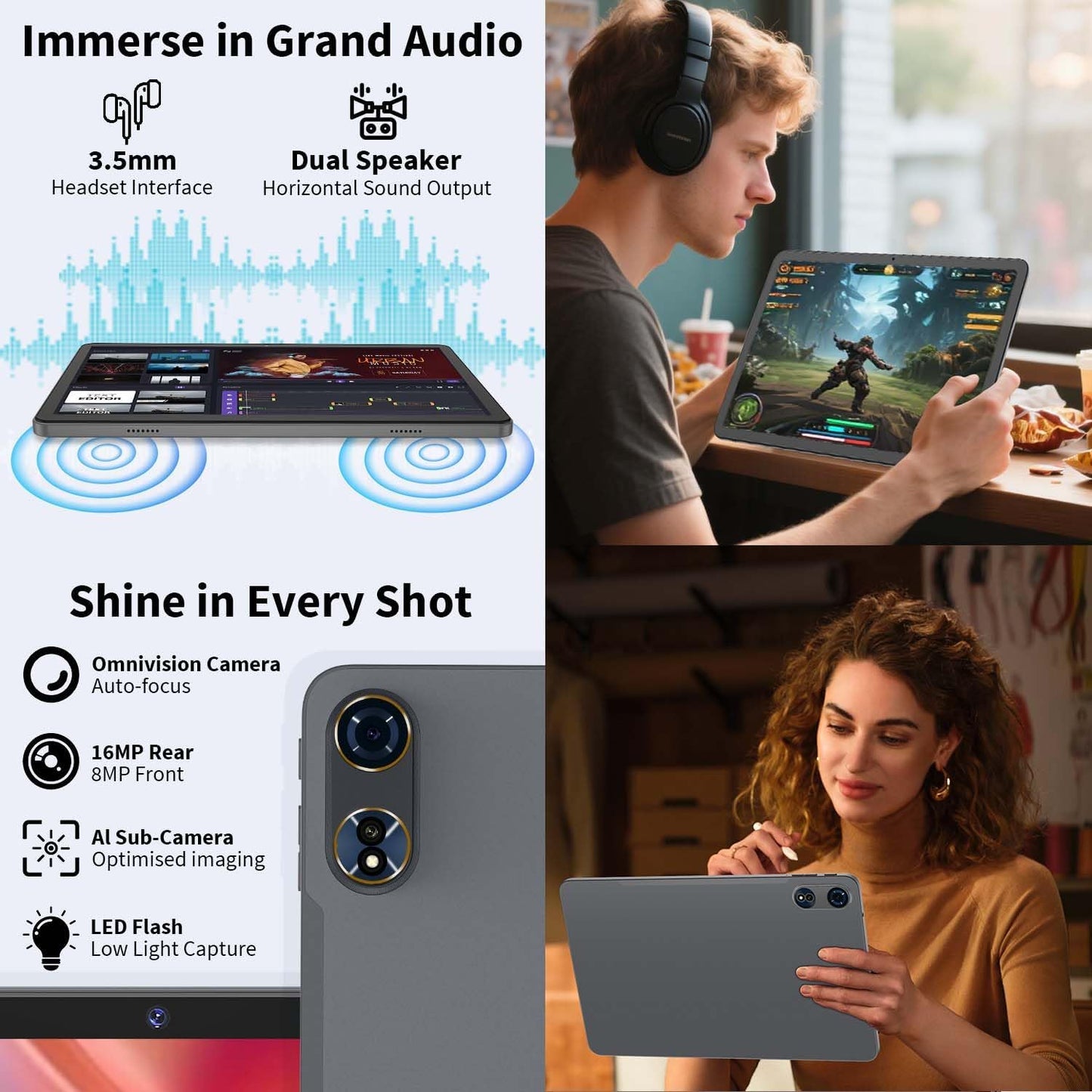 12 Inch Tablet Android 15 Tablets, 2025 Upgraded Android Tablet with Keyboard, 24GB RAM+256GB ROM(1TB Expand), Octa-Core, 2K 2000x1200 Display, 16MP Dual Camera, 8000mAh, 2.4G/5G WiFi, GPS (Black)