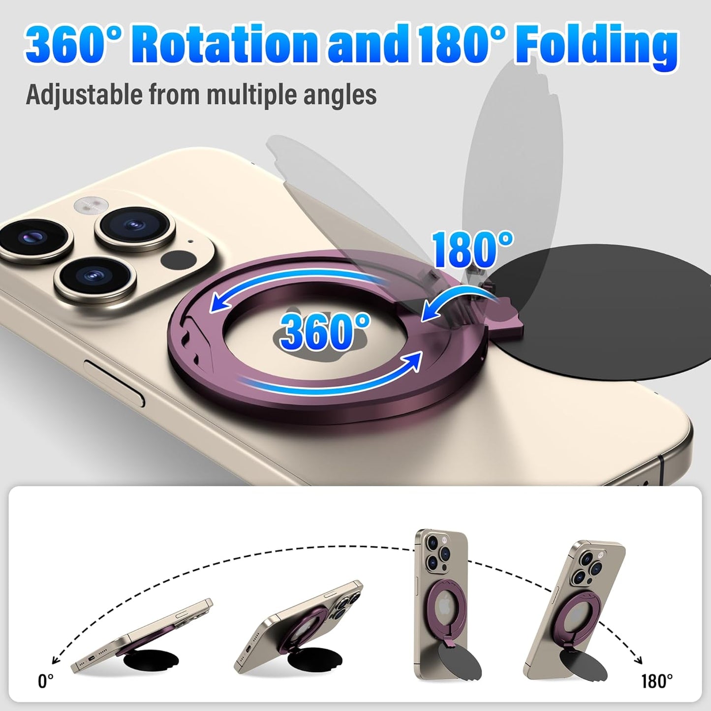 Magnetic Phone Holder for Magic Keyboard, Slim Portable Foldable Magnetic Phone Stand for iPad/Samsung Keyboard Cases, Compatible with Magsafe and Non-Magsafe All Phone (Purple)