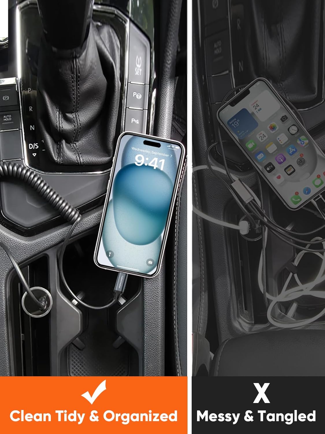 CableCreation Coiled USB C Cable 2Pack, Coiled USB A to USB C Cable for Car Type C Charger Cable for Carplay & Android Auto Compatible with iPhone 16,15, Samsung Galaxy S24 / S23, Pixel, Tablet