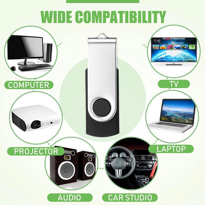 50 Pack 32GB USB 2.0 Flash Drives Bulk Portable USB Thumb Drives Swivel with LED Light Swivel Flash Memory Pen Jump Stick for Data Storage Back to School Office Employee Appreciation Gift