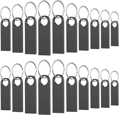 20 Pack 4GB USB Flash Drive with Keychains, Wooolken Sleek Metal USB 2.0 Thumb Drives Memory Stick for PC Laptop Computer(Dark Grey)