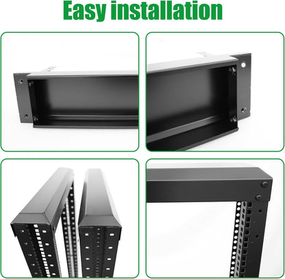 42U Server Rack/4-Post 19in Network Rack/Open Frame Rack with Wheels, Heavy-Duty Frame Cabinet/Adjustable Depth 29.75-27.75in GLOBALRACK，(4POST-1000-42U)