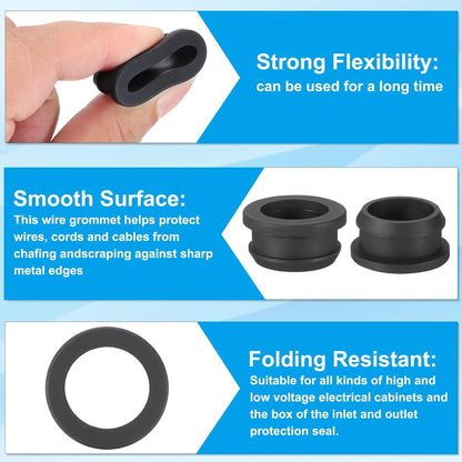 PATIKIL 23mm / 15/16 Inch Drill Hole,3/4 Inch ID Rubber Grommets, 3Pcs Top Hat Grommet for Wiring Eyelet Ring Gasket Automotive Firewall Cable Hole Plugs Wires Protection, Black