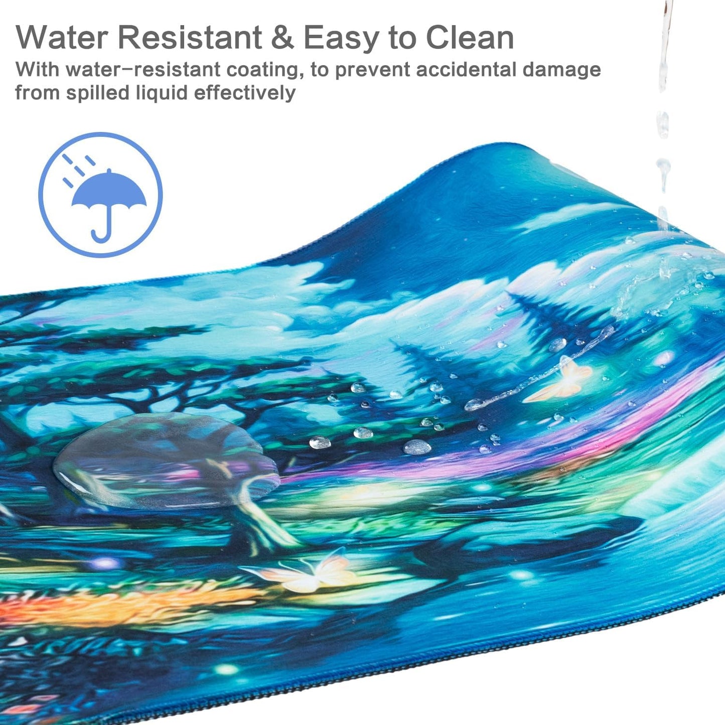 Lokigo Desk Pad, Extended Large Gaming Mouse Pad, Waterproof Starry Night Mouse Pad for Desk Rubber Base with Stitched Edges DeskMatt for Games Laptop Home Decor 31.5"x15.7", Forest Butterfly