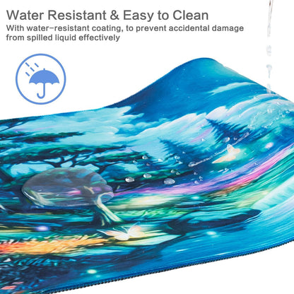 Lokigo Desk Pad, Extended Large Gaming Mouse Pad, Waterproof Starry Night Mouse Pad for Desk Rubber Base with Stitched Edges DeskMatt for Games Laptop Home Decor 31.5"x15.7", Forest Butterfly