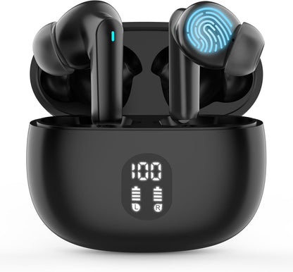 Active Noise Cancelling Wireless Earbuds with Real Time Translation, in Ear Bluetooth 5.4 Headphones Stereo Bass Ear Buds Translator via APP (Black)
