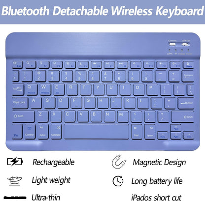 Keyboard Case for iPad 11th 10th Generation - iPad 10th Generation Case with Detachable Wireless Keyboard - Smart Folio Cover with Pencil Holder for 11-inch A16 2025 10.9-inch 2022, Purple