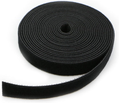 Reusable Fastening Tape Cable Ties 3/4 Inch Double Side Hook Roll (5 Yard, Black)