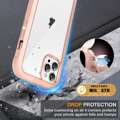 Miracase Glass Case for iPhone 13 Pro Max 6.7 inch, Upgrade Full-Body Clear Bumper Case with Built-in 9H Tempered Glass Screen Protector for iPhone 13 Pro Max, Pink