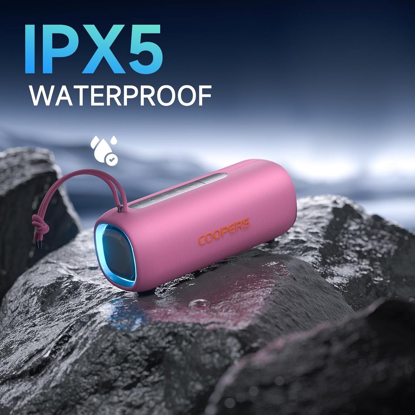 Portable Bluetooth Speaker, Wireless Bluetooth Speaker with Clear Loud Stereo Sound, IPX5 Waterproof Speakers with RGB Lights, BT5.3, Long Playtime, TWS Pairing for Home Outdoor Party Beach Travel