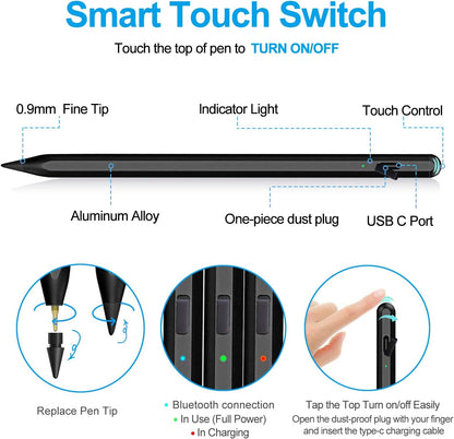 Stylus Pen for iPad 2018-2025 with Palm Rejection, Apple Pencil for Pad11th/10th/9th/8th/7th/6th Gen, iPad Pro 11/12.9 inch, New iPad Air 2025 11&13-inch(M3/2) /5th/4th/3th Gen, iPad mini 6th/5th