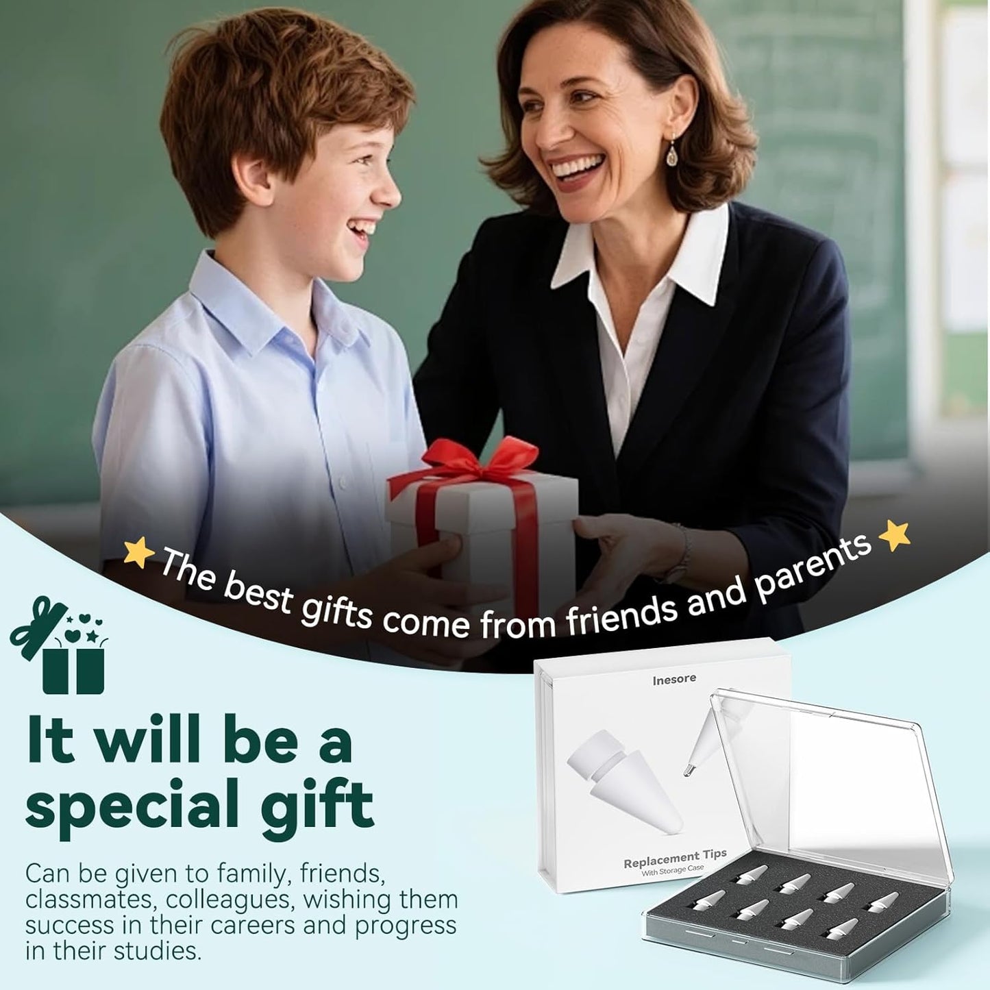 Inesore 4 Styles Replacement Tips for Apple Pencil Pro,Multiple Options Metal Durable Nibs Accessories for Apple Pencil Pro/2nd Generation/1st Gen/USB-C (4 Pack)