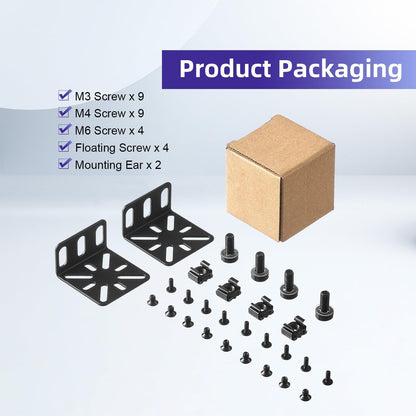Rack Mount Kit for 17.3 inch Switches, Adjustable Rack Ears for Buffalo Tech, Cisco, NETGEAR,Dell, D-Link, Linksys and TRENDnet Products, Adjustable Hole Distance 13-35mm