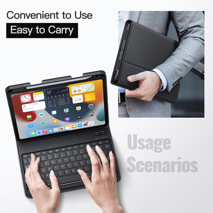 JETech Keyboard Case for iPad Air 11-Inch M3/M2 (2025/2024), iPad Air 5th/4th (10.9-Inch 2022/2020) with Pencil Holder, Magnetic Detachable Bluetooth Keyboard, TPU Back Stand Cover (Black)