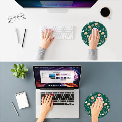 ITNRSIIET Mouse Pad Non-Slip Rubber Base Smooth Surface Stitched Edges Waterproof Durable Compatible with All Mice for Office & Gaming, Desk Accessory, Diameter 8.7 inch, VintageBloom