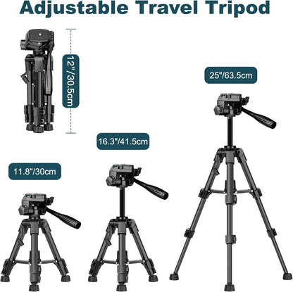 JOILCAN Mini Tripod for Camera, 25" Tabletop Camera Tripod, Portable Travel Tripod w/Phone & Tablet Holder, Lightweight Aluminum Tripods for DSLR Phone Spotting Scope