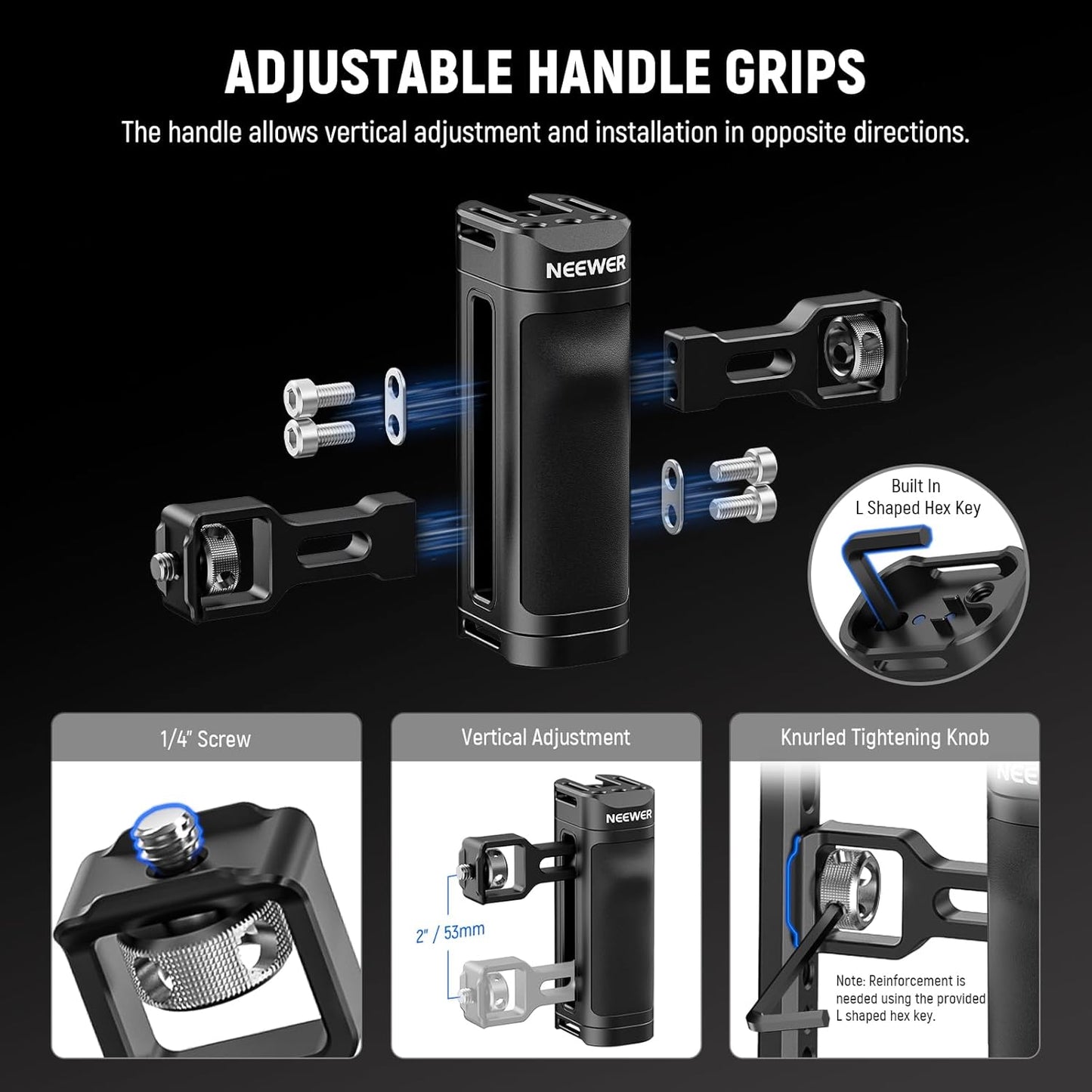 NEEWER Universal Phone Cage Video Rig with Bluetooth Shutter Side Handle Comfort Grips, Smartphone Stabilizer for Video Recording Compatible with iPhone 16 15 Pro Max 15 Pro Galaxy S24 Ultra, PA009E